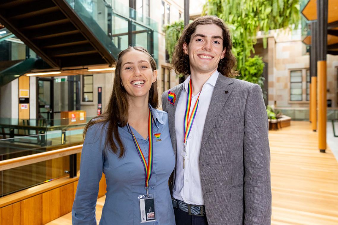 Members of the UQ Ally Network with lanyards